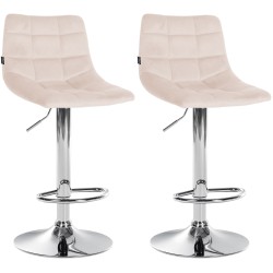 Tyylikäs säädettävä baarijakkara samettipäällysteellä ja jalkatuella