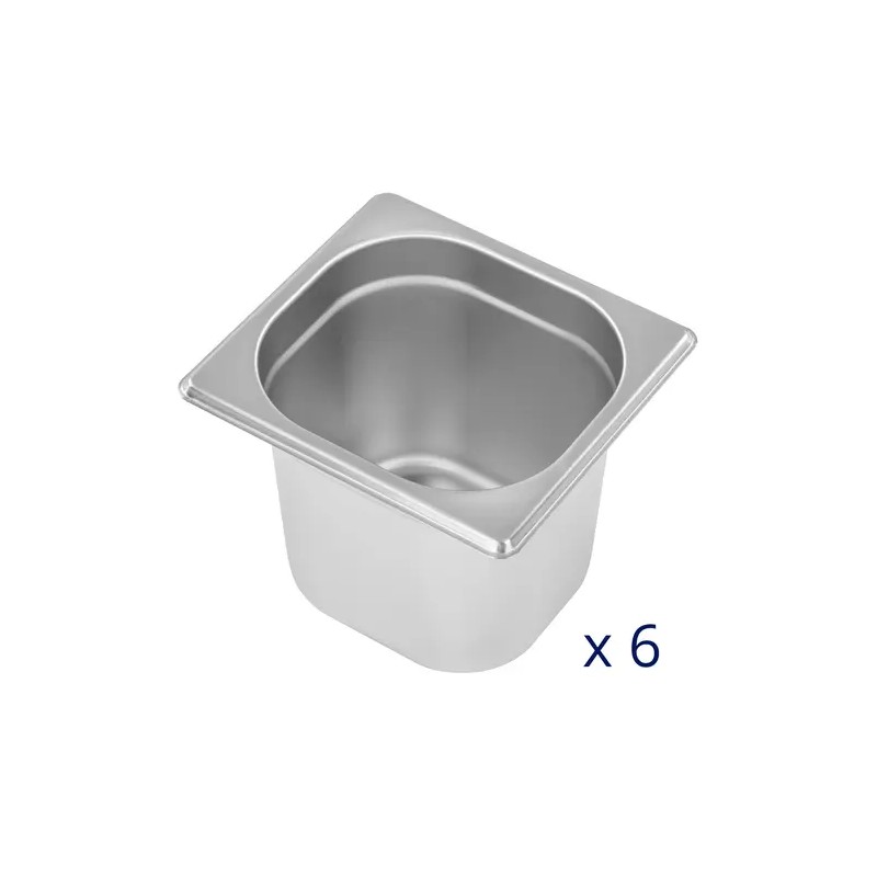 Royal Catering Bain Marie -ruokalämmitin 600 W, 6 kpl GN 1/6 -astiaa ja poistoventtiili