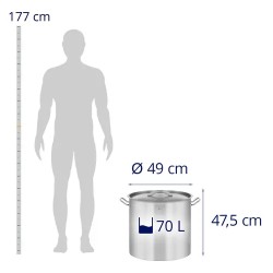 Royal Catering RCST-71LI-E Induktiokattila 70 l, Ø 45 cm, ruostumaton teräs