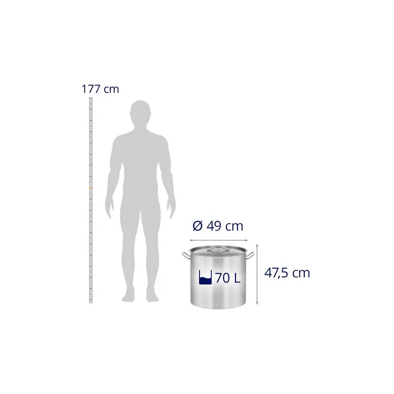 Royal Catering RCST-71LI-E Induktiokattila 70 l, Ø 45 cm, ruostumaton teräs