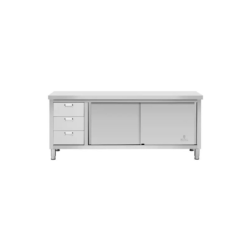 Royal Catering RCSSCB-200X70-S työpöytäkaappi ruostumaton teräs 200 x 70 x 85 cm