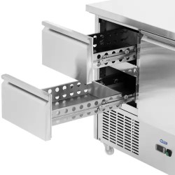 Royal Catering kylmälaite pyörillä 350 l 2 vetolaatikkoa 2 hyllyä 136,5 x 70 cm ruostumaton teräs