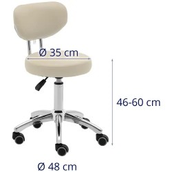 Physa Ascona työjakkara selkänojalla, 46–60 cm, tummanbeige