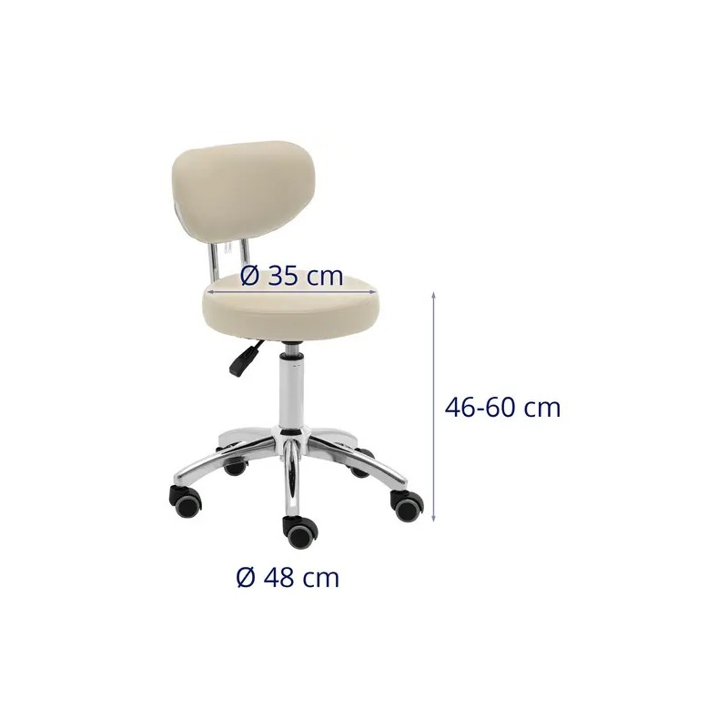 Physa Ascona työjakkara selkänojalla, 46–60 cm, tummanbeige