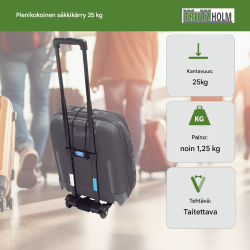 Taittuva matkatavarakärry 25 kg, musta, korkeussäädettävä kahva, 28100