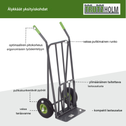 TRUTZHOLM pakettikärry, 250 kg, taitettava, kaksi lastaustasoa, teräsrunko, 112 x 53 x 70 cm