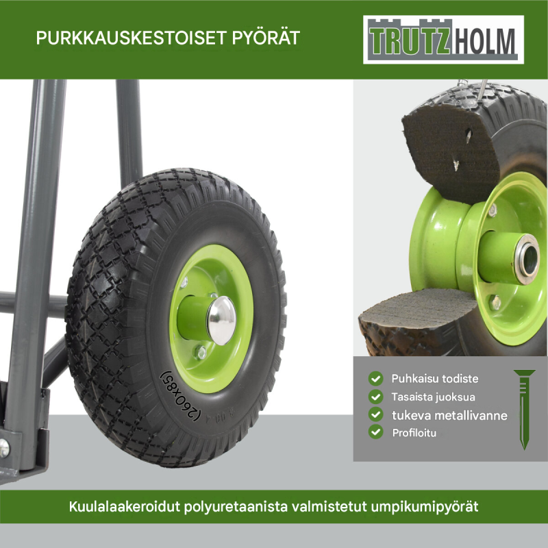 TRUTZHOLM pakettikärry, 250 kg, taitettava, kaksi lastaustasoa, teräsrunko, 112 x 53 x 70 cm