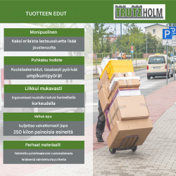 TRUTZHOLM pakettikärry, 250 kg, taitettava, kaksi lastaustasoa, teräsrunko, 112 x 53 x 70 cm