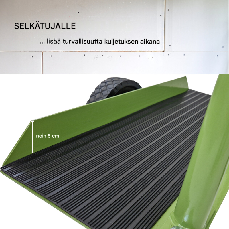 TRUTZHOLM levykärry 300 kg, teräs, kumipäällysteinen alusta, umpikumipyörät, vihreä