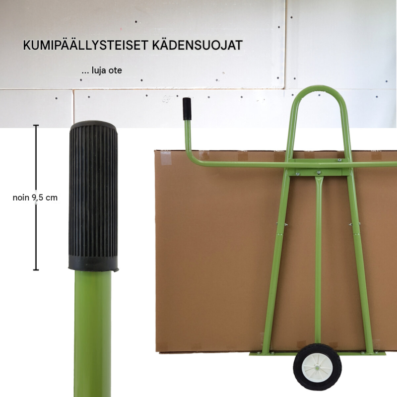 TRUTZHOLM levykärry 300 kg, teräs, kumipäällysteinen alusta, umpikumipyörät, vihreä