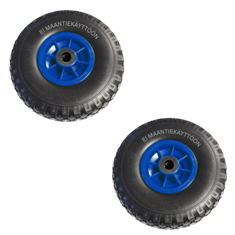 Säkkikärryn pyörät 2 kpl, puhkeamaton PU, 260 x 85 mm, 3.00-4, 20 mm akseli, 100 kg