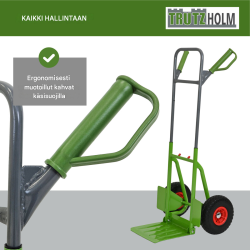 TRUTZHOLM-säkkikärry 200 kg, taittuva, 112,5 cm, vaaleanvihreä, 29 x 29 cm lastauslevy