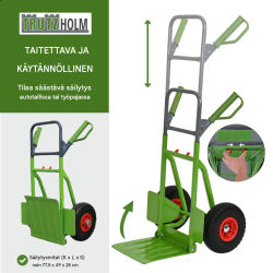 TRUTZHOLM-säkkikärry 200 kg, taittuva, 112,5 cm, vaaleanvihreä, 29 x 29 cm lastauslevy