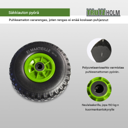 TRUTZHOLM säkkikärryn pyörä 260 x 85 mm, 3.00-4, PU-vaahto, muovivanne, 20 mm, 100 kg