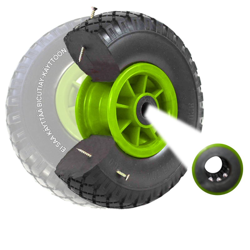 TRUTZHOLM säkkikärryn pyörä 260 x 85 mm, 3.00-4, PU-vaahto, muovivanne, 20 mm, 100 kg