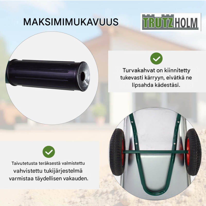 2-pyöräinen kottikärry 100 l, galvanoitu teräs, ilmarenkaat 3.50-8