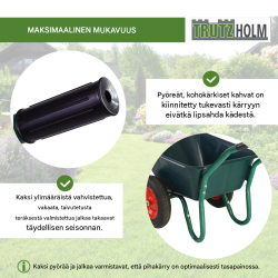 Kottikärryt 100 l, 160 kg, 2 pyörää, muovikaukalo, ilmakumirenkaat