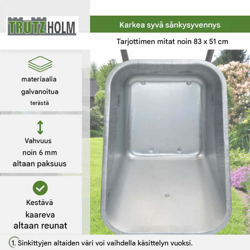 TRUTZHOLM kaksipyöräinen kottikärry, sinkitty, 110 l, 150 kg, puhkeamattomat PU-renkaat