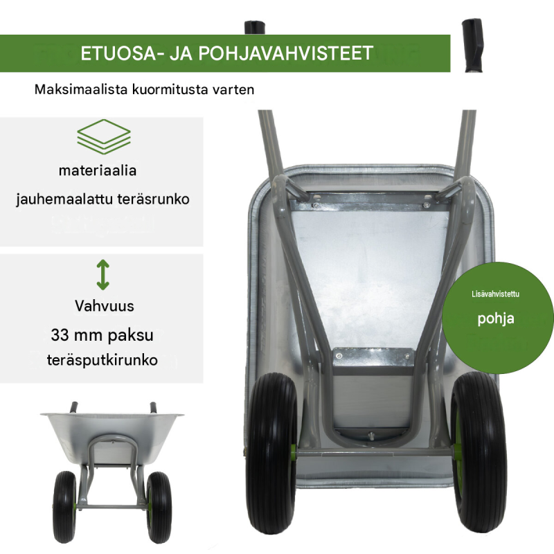 TRUTZHOLM kaksipyöräinen kottikärry, sinkitty, 110 l, 150 kg, puhkeamattomat PU-renkaat