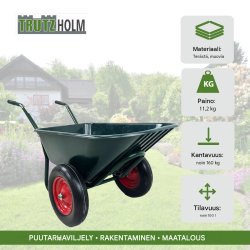 TRUTZHOLM kaksipyöräinen kottikärry 100 l, 160 kg, PU-pyörät teräsvanteilla