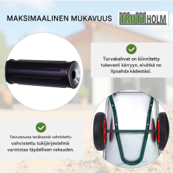 Kaksipyöräinen kottikärry 100 l, sinkitty teräs, PU-pyörät, 160 kg ensimmäinen?