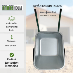 Kaksipyöräinen kottikärry 100 l, sinkitty teräs, PU-pyörät, 160 kg ensimmäinen?