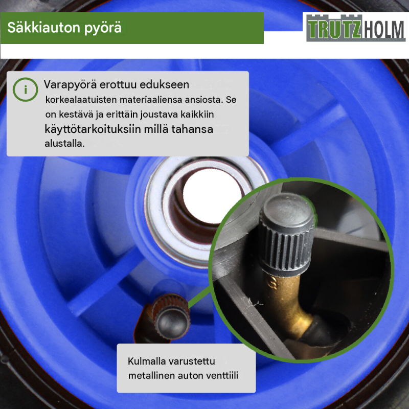 TRUTZHOLM säkärin pyörät 2 kpl, 260 x 85 mm, 3.00-4, 4PR, 120 kg, muovivanne