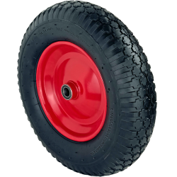 2 kpl Schubkarrenrad-ilmarengas 390 x 95 mm, 4.80/4.00-8, punainen metallivanne, akseli, 200 kg