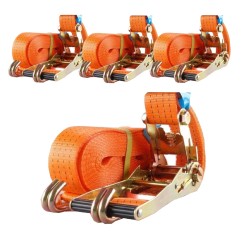 Kuormansidontaliinat 4 kpl räikkä 8 m 4000 kg oranssi polyesteri