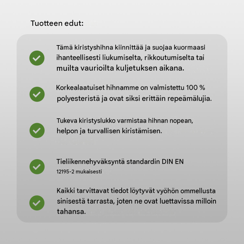 Kuormansidontaliinat 4 kpl, antrasiitti, polyesteri, 5 m, 250 kg