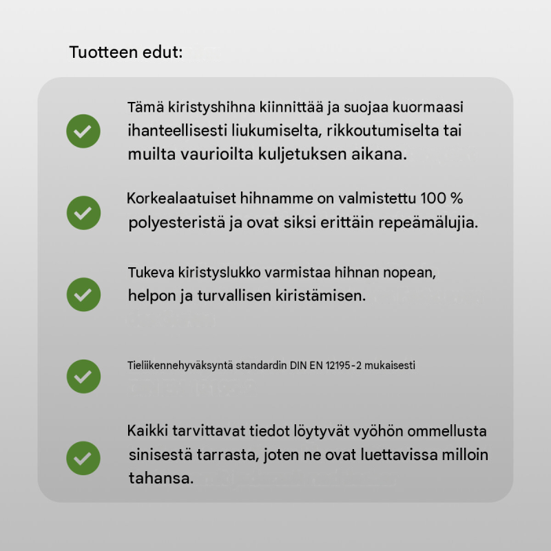 Kuormansidontaliinat 4 kpl, 6 Meter, 250 kg, polyesteri, antrasiitti, puristuslukko