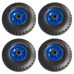 Säkkikärryn pyörät 4 kpl, puhkeamaton PU, 260 x 85 mm, 3.00-4, 20 mm akseli