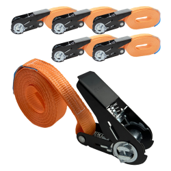 Kuormaliina 5 kpl oranssi 4 m 800 kg metallinen räikkä 25 mm leveä polyesteri
