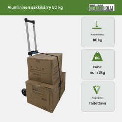 Taitettava alumiininen nokkakärry 80 kg, teleskooppirunko, 3 kg