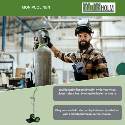 Kaasupullokärry teknisille kaasuille, 100 kg, kiinnitysketju, täyskumapyörät, musta teräs