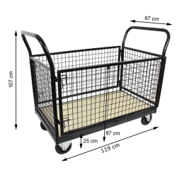 TRUTZHOLM verkkovaunu 500 kg, 119 x 67 x 107 cm, irrotettavat ritilät, jarrulliset pyörät