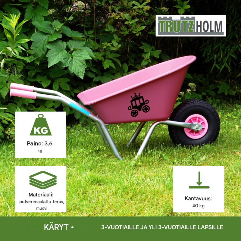 Lasten kottikärryt 20 l, 40 kg, polypropeeni, puhkeamaton PU-pyörä