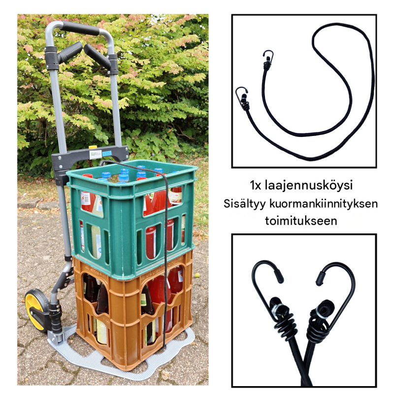 TRUTZHOLM XL taitettava nokkakärry, 150 kg, teleskooppikahva 115 cm, alumiininen lastauspinta