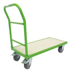 Tasokärry 500 kg 96 x 49 cm lastaustaso 2 jarrullista kääntyvää pyörää vihreä
