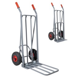 Ravendo nokkakärry 250 kg harmaa teräs Easy Tip ilmakumit 2 taittuvaa tasoa