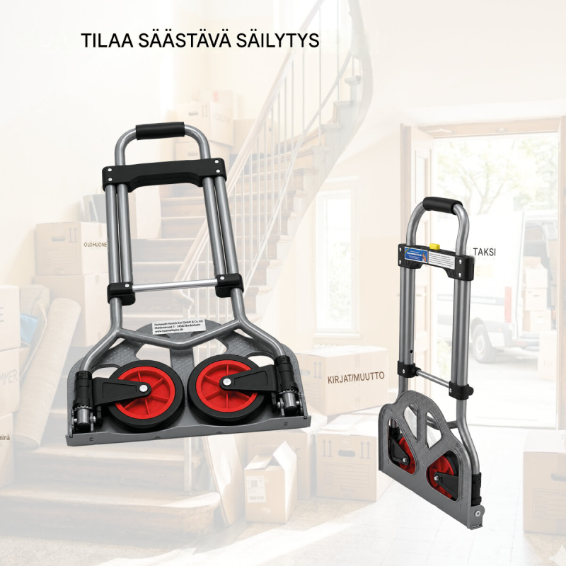 Kokoontaitettava nokkakärry, korkeussäädettävä, 60 kg, teräs ja alumiini