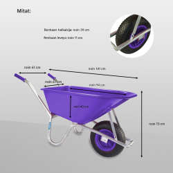 Kottikärryt 100 l, violetti polypropeenikaukalo, 250 kg, 4.00-8 ilmarengas