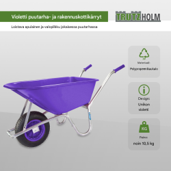 Kottikärryt 100 l, violetti polypropeenikaukalo, 250 kg, 4.00-8 ilmarengas