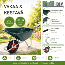 TRUTZHOLM kottikärryt 100 l, muovikaukalo, 250 kg, sinkitty teräsrunko, 4.00-8-ilmarengas