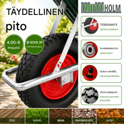 TRUTZHOLM kottikärryt 100 l, muovikaukalo, 250 kg, sinkitty teräsrunko, 4.00-8-ilmarengas