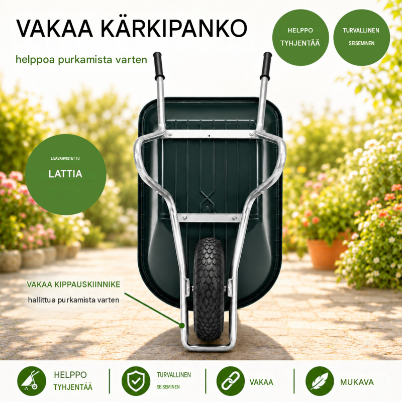 TRUTZHOLM kottikärryt 100 l, muovikaukalo, 250 kg, sinkitty teräsrunko, 4.00-8-ilmarengas