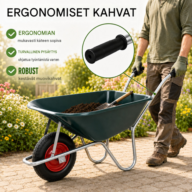 TRUTZHOLM kottikärryt 100 l, muovikaukalo, 250 kg, sinkitty teräsrunko, 4.00-8-ilmarengas