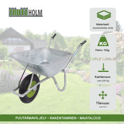 Kottikärry 100 l, 250 kg, sinkitty teräskaukalo, puhkeamaton täyskumirengas