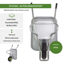 Kottikärry 100 l, 250 kg, sinkitty teräskaukalo, puhkeamaton täyskumirengas