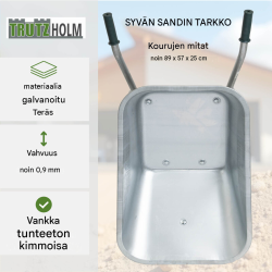 Kottikärry 100 l, sinkitty teräs, 250 kg, 4.00-8-ilmakumipyörä, 123 x 60 x 49 cm